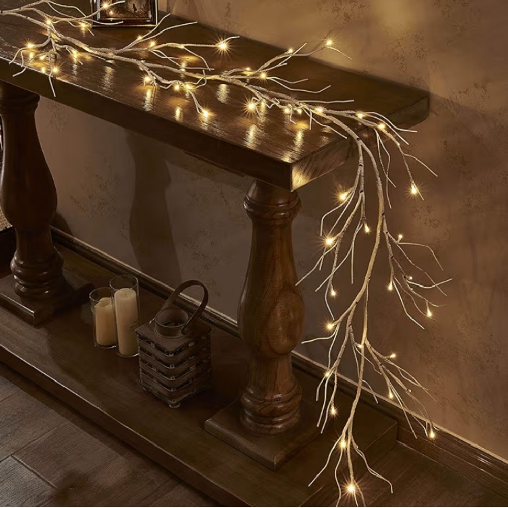 NWOT LITBLOOM Lighted Birch Garland 6FT 48 LED Battery Operated with Timer